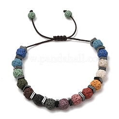 Chakra Round Dyed Natural Lava Rock Braided Bead Bracelets&nbsp;GG-CBA922D-01