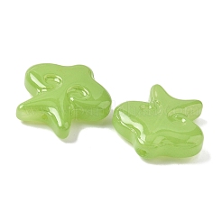 ペイントガラスビーズを焼く  スター  黄緑  24.5x24.5x7.5mm  穴：1.2~1.4mm&nbsp;LAMP-D303-05A