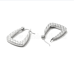 変色しない304ステンレススチール製台形フープピアス（女性用）  ステンレス鋼色  23x17x3mm  ピン：0.8mm&nbsp;EJEW-A076-07P