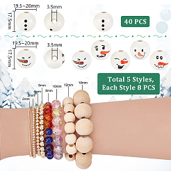 Christmas Printed Wood Beads&nbsp;WOOD-PH0003-24