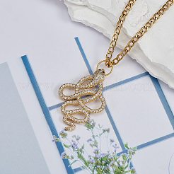 5個真鍮マイクロパヴェキュービックジルコニアペンダント  ヘビ  ゴールドカラー  35x24x2.5mm  穴：2x3mm&nbsp;ZIRC-SZ0002-99