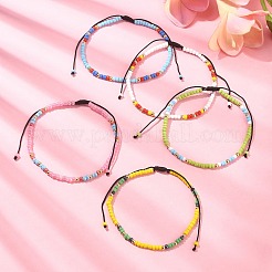 女性のためのガラスシード編組ビーズブレスレット  ミックスカラー  内径：2-1/4~4インチ（5.7cm〜10cm）&nbsp;BJEW-JB09628