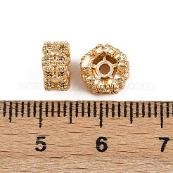 真鍮マイクロペーブクリアキュービックジルコニアビーズ  花  18KGP本金メッキ  8x4.5mm  穴：1.6mm&nbsp;KK-C115-18G
