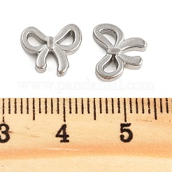 変色しない304ステンレススチールカボション  蝶結び  ステンレス鋼色  9.5x10x2mm&nbsp;STAS-L082-006P