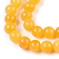 天然石染め加工イエロージェイド翡翠天然石ビーズ連売り  ラウンド  オレンジ  4mm  穴：0.5mm  約95個/連  15.7インチ&nbsp;G-R271-4mm-Y08