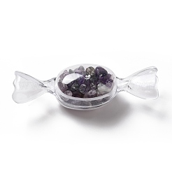 天然アメジストのチップでデコレーション  透明なプラスチック製の収納ボックス付き  キャンディ  25x82.5x23mm&nbsp;DJEW-D004-01C