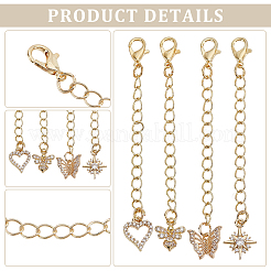 4Pcs Brass Micro Pave Clear Cubic Zirconia End with Chains&nbsp;HJEW-ME00134