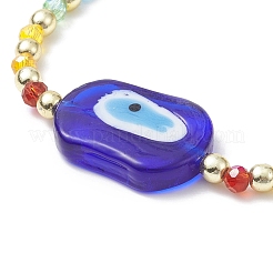 Evil Eye Lampwork Braided Bead Bracelet with Glass Beaded Chains for Women&nbsp;BJEW-JB09412