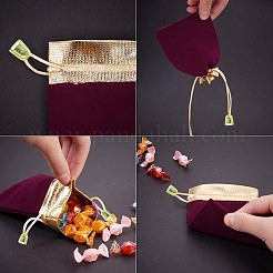 ベルベット製ジュエリーポーチバッグ  ギフトバッグ  プラスチック製のビーズと  暗赤色  12.7x10cm&nbsp;TP-NB0001-05