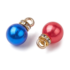 合金ペンダント  ABS模造真珠とラインストーンのチャーム付き  ミックスカラー  15.5x10mm  穴：2.5mm&nbsp;FIND-M021-01