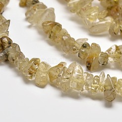 チップ天然金ルチルクォーツビーズ連売り  5~8x5~8mm  穴：1mm  80~81cm&nbsp;LS-G-N0134-29