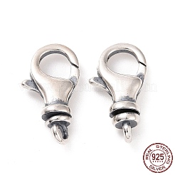 スターリングシルバー製スイベルクラスプ925個  アンティークシルバー  15.5x8.5x4mm  穴：1.4mm  内径：4mm&nbsp;STER-D036-08AS