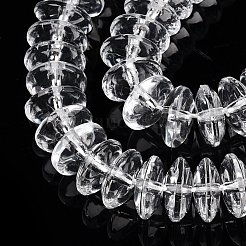 透明ガラスビーズ連売り  ロンデル  透明  10x4.5mm  穴：1.2~1.4mm  約87~88個/連  14.57~14.76インチ（37~37.5cm）&nbsp;GLAA-N001-62C