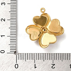 304ステンレススチールラインストーンペンダント  花のチャーム  absプラスチックパール  PVD真空メッキ  18KGP本金メッキ  ホワイト  24.5x21.5x4.5mm  穴：1.2mm&nbsp;STAS-L299-03G