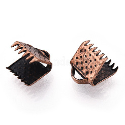 アイアン製カシメリボン止めエンドパーツ  赤銅鉱  6x7mm  穴：2mm&nbsp;IFIN-ZX025-R-NF