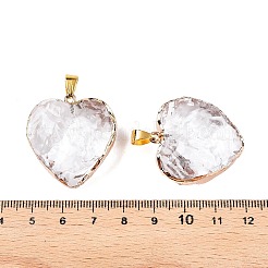 ライトゴールド真鍮ガラスペンダント  鉄パーツ  ハート  ミックスカラー  31x29.5~30x12.5~13mm  穴：7x4mm&nbsp;GLAA-N001-24