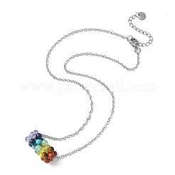 Chakra Natural & Synthetic Gemstone Braided Pendant Necklaces&nbsp;NJEW-TA00090