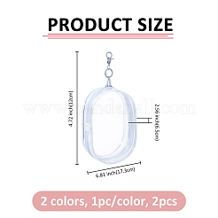 2個 2色透明プラスチック収納ジッパーバッグ  留め具付きの長方形  ミックスカラー  17.3x6.5x12cm  1pc /カラー&nbsp;ABAG-FH0001-16A