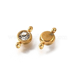 201 Stainless Steel Crystal Rhinestone Flat Round Connector Charms&nbsp;STAS-F318-04G