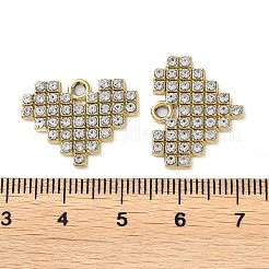 合金ラインストーンペンダント  ハートチャーム  ゴールドカラー  16.5x21x2mm  穴：1.8mm&nbsp;PALLOY-P297-04G