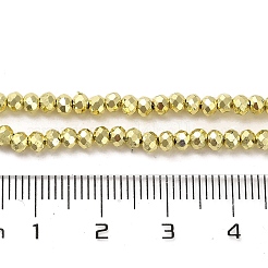 電気メッキガラスビーズセット  多面カット  ロンデル  ライトゴールド  3x2.5mm  穴：0.8mm  約156~164個/連  14.96~15.6''（38~39センチメートル）&nbsp;X-EGLA-D030-15A-03