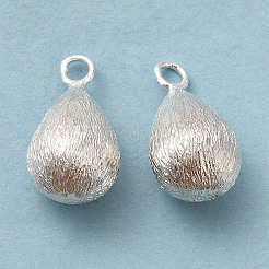 真鍮チャーム  カドミウムフリー＆鉛フリー  ティアドロップチャーム  925銀メッキ  19x11mm  穴：1.8mm&nbsp;KK-H442-58S