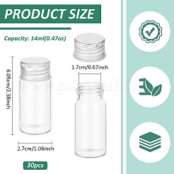 ガラスビーズコンテナ  コラム  プラチナアルミニウム蓋付き  透明  2.7x6.05cm  容量：14ml（0.47fl.oz）&nbsp;AJEW-WH0596-170B