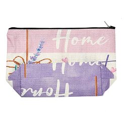Lavender Printed Linen Storage Zipper Clutch Bags&nbsp;ABAG-Z002-02B