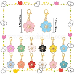 60Pcs 12 Colors Sakura Flower Alloy Enamel Pendant Decorations&nbsp;HJEW-YW00112