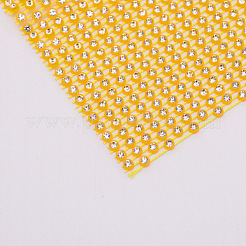 プラスチック弾性ラインストーンネット  DIYアクセサリー  お祭りの装飾アクセサリー  ゴールド  183x122x2.5mm&nbsp;KY-WH0020-86B