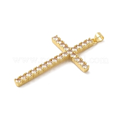 Rack Plating Brass Micro Pave Clear Cubic Zirconia Big Pendants&nbsp;KK-G488-08G