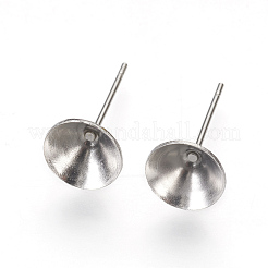 Non-Tarnish 304 Stainless Steel Post Stud Earring Settings&nbsp;STAS-I097-006E-P