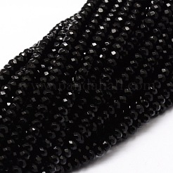 染め天然マレーシアジェイド翡翠ロンデルビーズ連売り  多面カット  ブラック  4x2~3mm  穴：1mm  約115個/連  14インチ&nbsp;X-G-E316-2x4mm-08