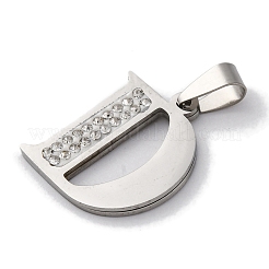 ステンレスペンダント201個  ラインストーン付き  文字L  文字d  25x21x2mm  穴：6x3mm&nbsp;STAS-Q342-53P-D
