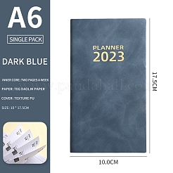 2023 か月分のタブが付いたノートブック 12 冊  ウィークリー & マンスリー & デイリー pu カバー プランナー  スケジューリング用  スレートブルー  175x98x9mm&nbsp;LS-AJEW-A043-02B