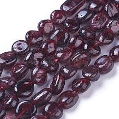 天然石ガーネットビーズ連売り  タンブルストーン  ナゲット  8~15x8~10mm  穴：1mm  約43~44個/連  15インチ〜15.6インチ（38~39.5cm）&nbsp;X-G-P433-04
