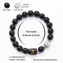 10MM Natural Black Onyx(Dyed & Heated) and Howlite Beaded Stretch Bracelets&nbsp;RH2290-1