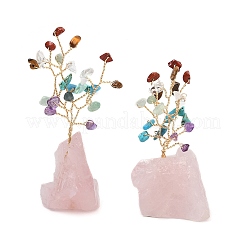 Natural Mixed Gemstone Chips Tree of Life Display Decorations&nbsp;AJEW-JD00015-03