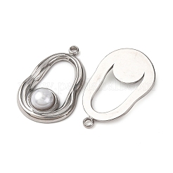 304ステンレスペンダント  ピーナッツ  アブソリュートプラスチック模造パール  ステンレス鋼色  25x15.5x4.5mm  穴：2mm&nbsp;STAS-P406-10P