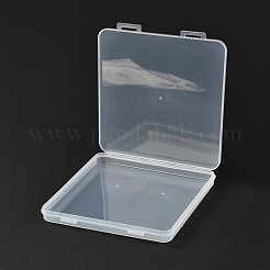 正方形ポリプロピレン（pp）プラスチックボックス  ビーズ保存容器  ヒンジ付き蓋付き  透明  16.4x16x1.7cm  内径：15.2のCM&nbsp;CON-Z003-02A