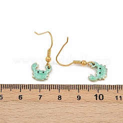 オーシャンシリーズ 304ステンレススチール エナメル ダングルイヤリング  18KGP本金メッキ  カニ  28x11.5mm  3のペア/セット&nbsp;EJEW-K017-01F-G
