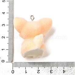 フロッキー不透明樹脂ペンダント  キツネ  プラチナ鉄ループ付き  ビスク  31x30x23mm  穴：2mm&nbsp;FIND-I044-18A