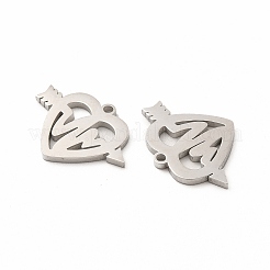 変色しない304ステンレススチールペンダント  矢印と鼓動のあるハート  ステンレス鋼色  15x20x1.4mm  穴：1.4mm&nbsp;STAS-M089-28P