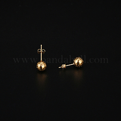女性用304ステンレススチールラウンドボールスタッドピアス  18KGP本金メッキ  8mm&nbsp;GN4839
