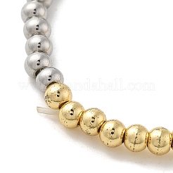 Brass Round Beaded Stretch Bracelets for Women&nbsp;LS-BJEW-S159-02C-PG