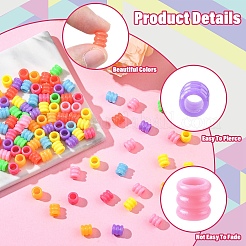 120g 不透明ポリスチレン（PS）プラスチックヨーロピアングルーブビーズ  大穴ビーズ  グルーブ付きカラム  ミックスカラー  7x6.5mm  穴：4mm&nbsp;KY-YW0002-24