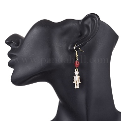 Halloween Alloy Enamel & Synthetic Turquoise Skull Pendant Necklace & Stud Earring Sets&nbsp;SJEW-JS01341