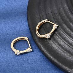 Brass Pave Cubic Zirconia Hoop Earrings&nbsp;KK-CBACA55-16G