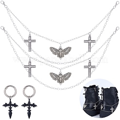 4Pcs 2 Styles Brass Twisted Chains & Alloy Shoes Charms Sets&nbsp;HJEW-BM0001-09