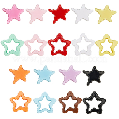 72個18色アクリルビーズ  スター  ミックスカラー  18~28.5x15.5~30x6~6.5mm  穴：2mm  4個/カラー&nbsp;OACR-SC0002-61